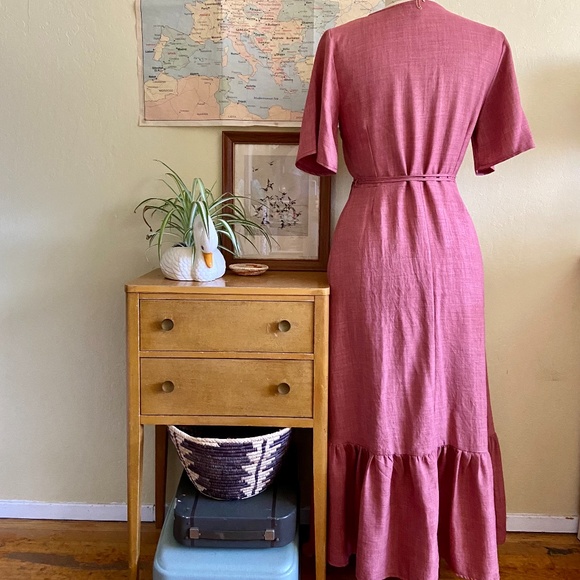 Tiered Wrap Dress in Dusty Rose NWOT - Picture 5 of 7